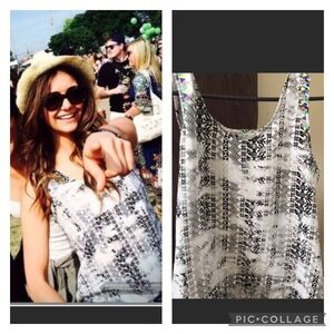 Parker Asher Tank in Black Graphic Nina Dobrev
